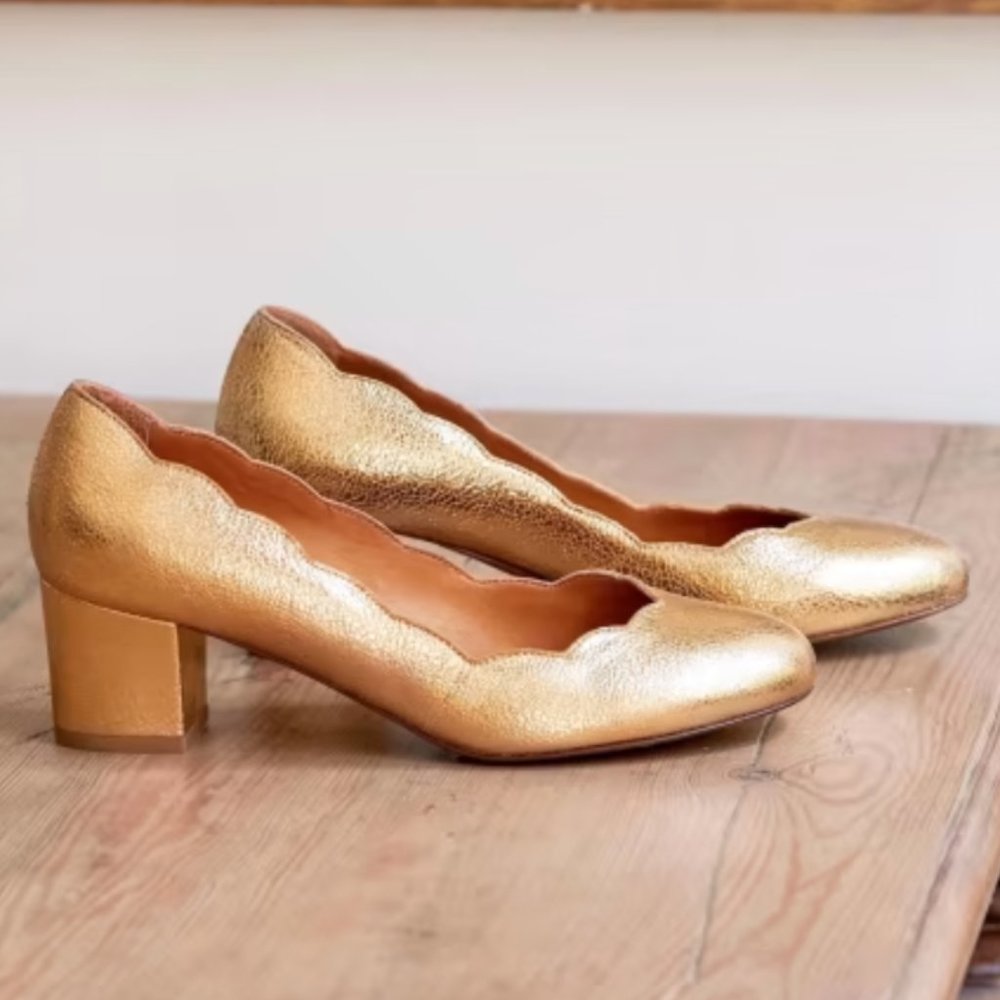 Sezane Low Palermo Mary Janes Smooth Gold